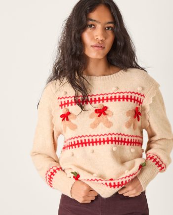 Bess Gingerbread Man Knit Jumper Ivory