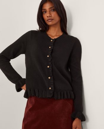 Rina Ruffle Cardigan Black