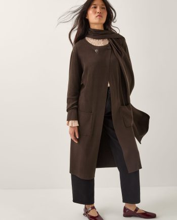 Santi Longline Cardigan & Scarf Brown