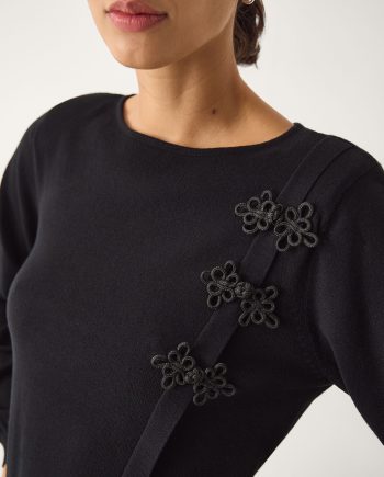Sofia Asymmetrical Button Jumper Black