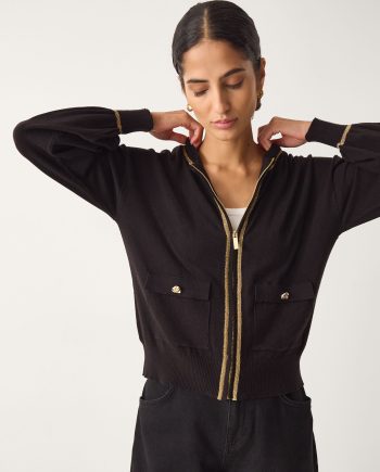 Nolan Knit Bomber Jacket Black