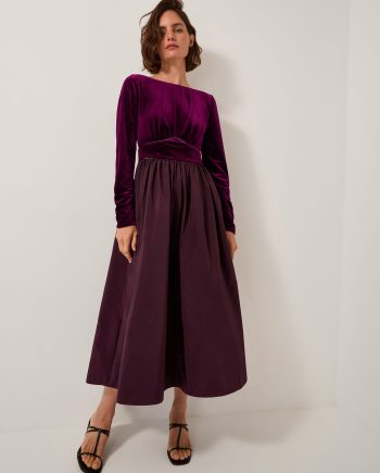 Vita Velvet Midi Dress Purple