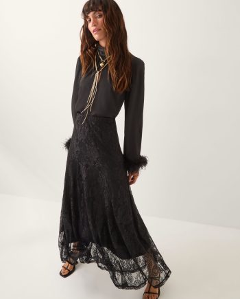 Luna Lace Maxi Skirt Black