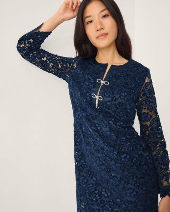 Verina Velvet Lace Mini Dress Blue