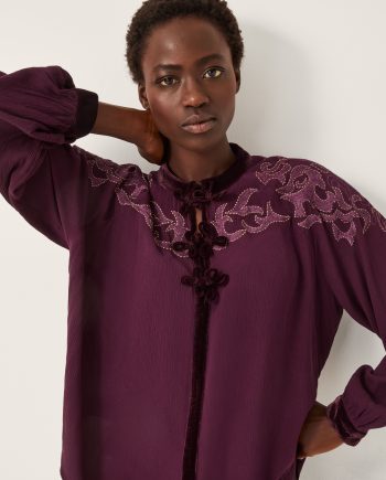 Mallory Embroidered Blouse Purple