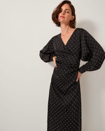 Margo Hotfix Midi Tea Dress Black