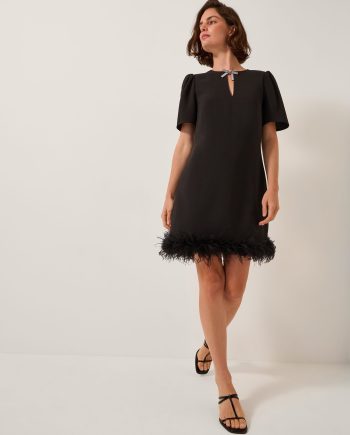 Arlette Feather Mini Dress Black