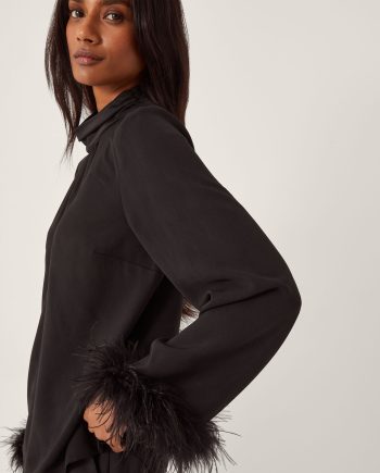 Luella Feather Cuff Top Black