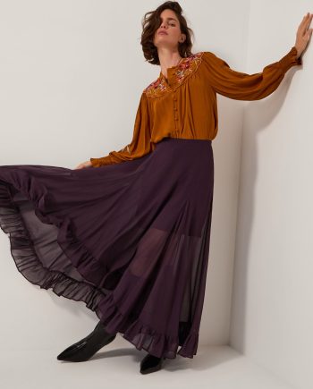 Elsie Frill Maxi Skirt Purple