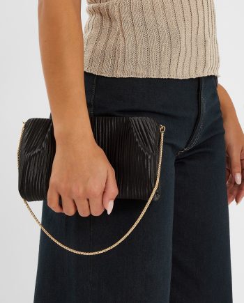 PLEATED SATIN CLUTCH BAG