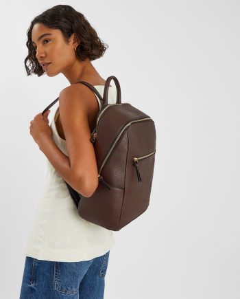 Smart Zip Around Backpack Brown
