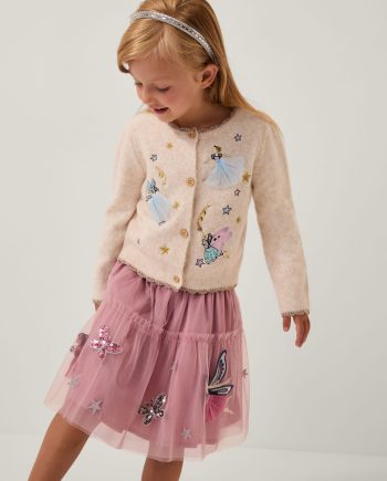 Fairy Star Embroidered Cardigan Camel