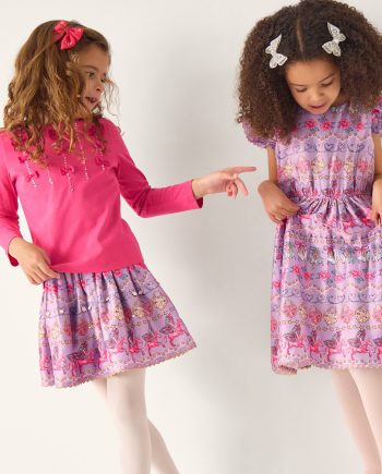 Magical Unicorn Print Satin Skirt Purple