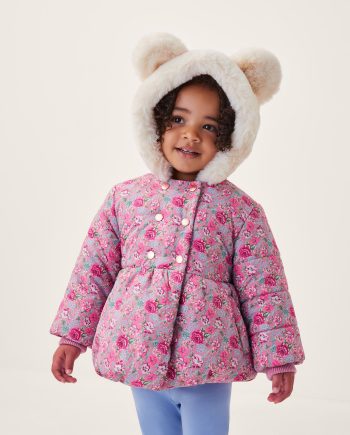 Baby Dolly Floral Print Padded Coat Pink