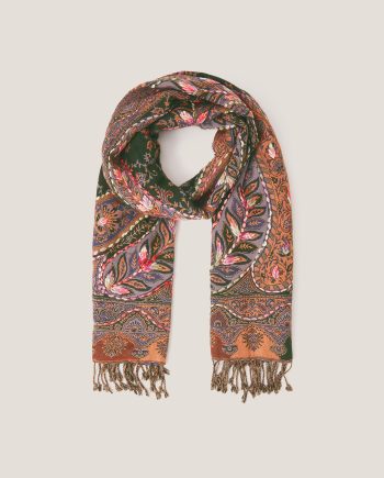 Anne Embroidered Paisley Print Scarf