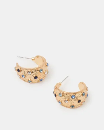 Gemstone Texture Hoop Earrings