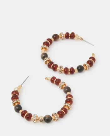 Mix Bead Hoop Earrings