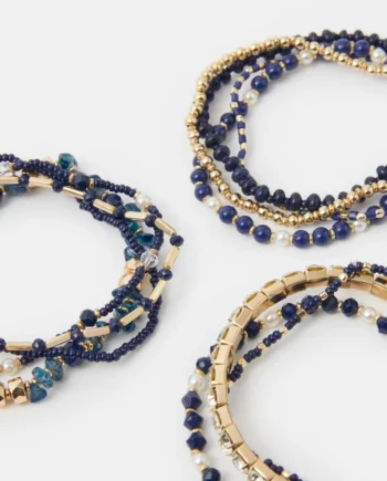 11-Pack Semi Precious Bead Stretch Bracelets