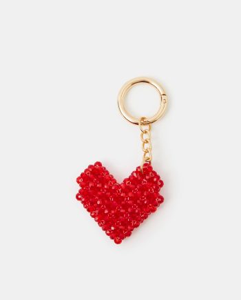 BEADED HEART BAG CHARM