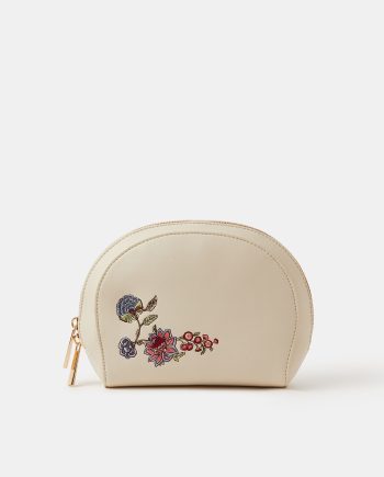 FLORAL EMBROIDERED MAKE UP BAG