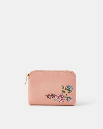 FLORAL EMBROIDERED COIN PURSE