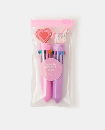 2-Pack Girls Mini Heart & Horse Multi Colour Pens