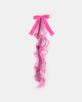 GIRLS BOW TINSEL FAKE HAIR CLIP