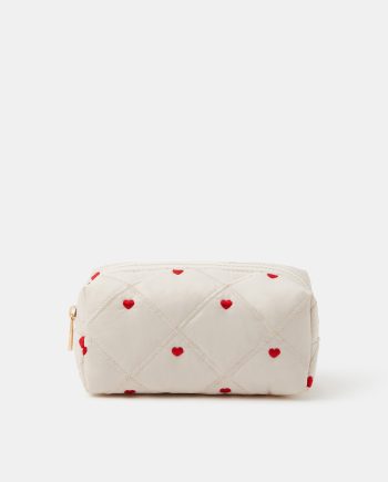 HEART QUILTED MAKE UP BAG