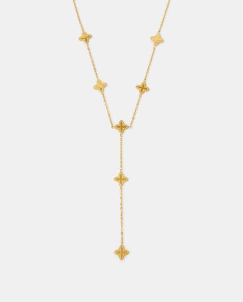 STAINLESS STEEL CLOVER LARIAT NECKLACE