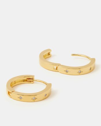 14CT GOLD-PLATED STAR CHUNKY HOOP EARRINGS