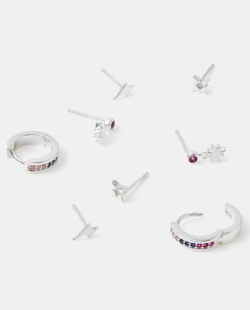 4-PACK STERLING SILVER-PLATED CELESTIAL EARRINGS