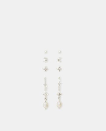 5-Pack Sterling Silver-Plated Sparkle Pearl Earrings