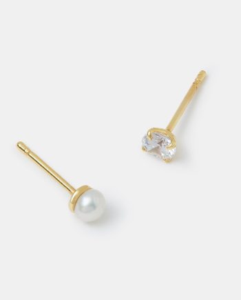 2-PACK 14CT GOLD-PLATED PEARL STUD EARRINGS