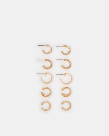 5-PACK DIMANTÉ HOOP & CUFF EARRINGS