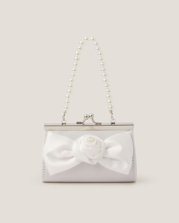 Satin Rose Bow Mini Bag Ivory