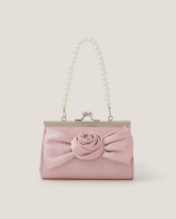 Satin Rose Bow Mini Bag Pink