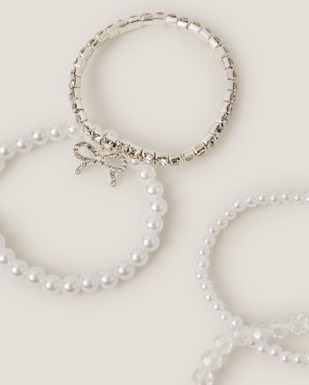 4-Pack Bow Pearl Bracelets Ivory