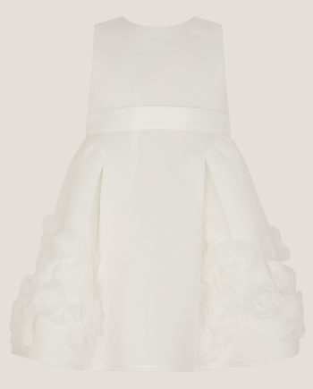 Baby Elouise Sleeveless Rose Appliqué Dress Ivory