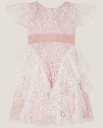 Baby Joanie Ruffle Lace Dress Pink