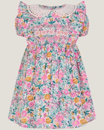 Baby Floral Print Smock Dress Ivory