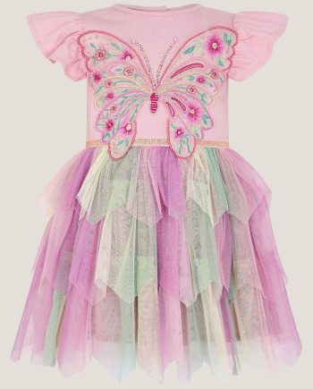Baby Embroidered Butterfly Disco Dress Pink
