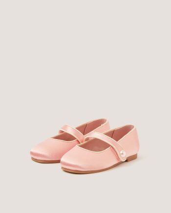 Pearl Strap Satin Walker Shoes Pink