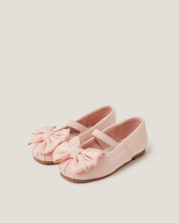 Baby Bow Satin Walker Shoes Pink