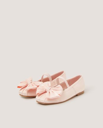 Bow Satin Ballet Flats Pink