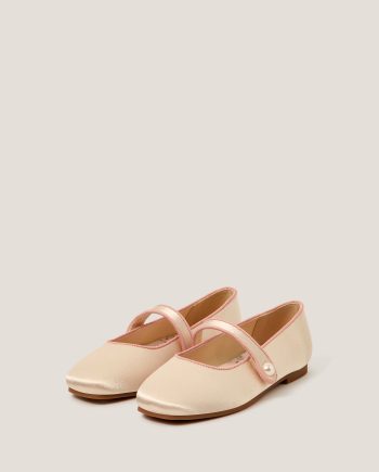 Pearl Strap Satin Ballet Flats Ivory