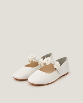 Pearl Flower Ballet Flats Ivory