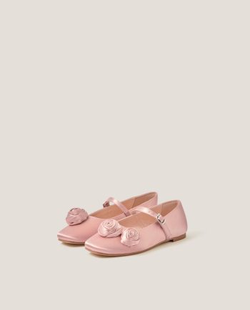 Rosette Satin Ballet Flats Pink