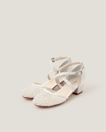 Pearly Criss Cross Heels Ivory