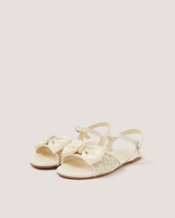 Sparkle Pearl Bow Sandals Ivory