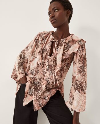Synthia Snake Print Blouse Pink